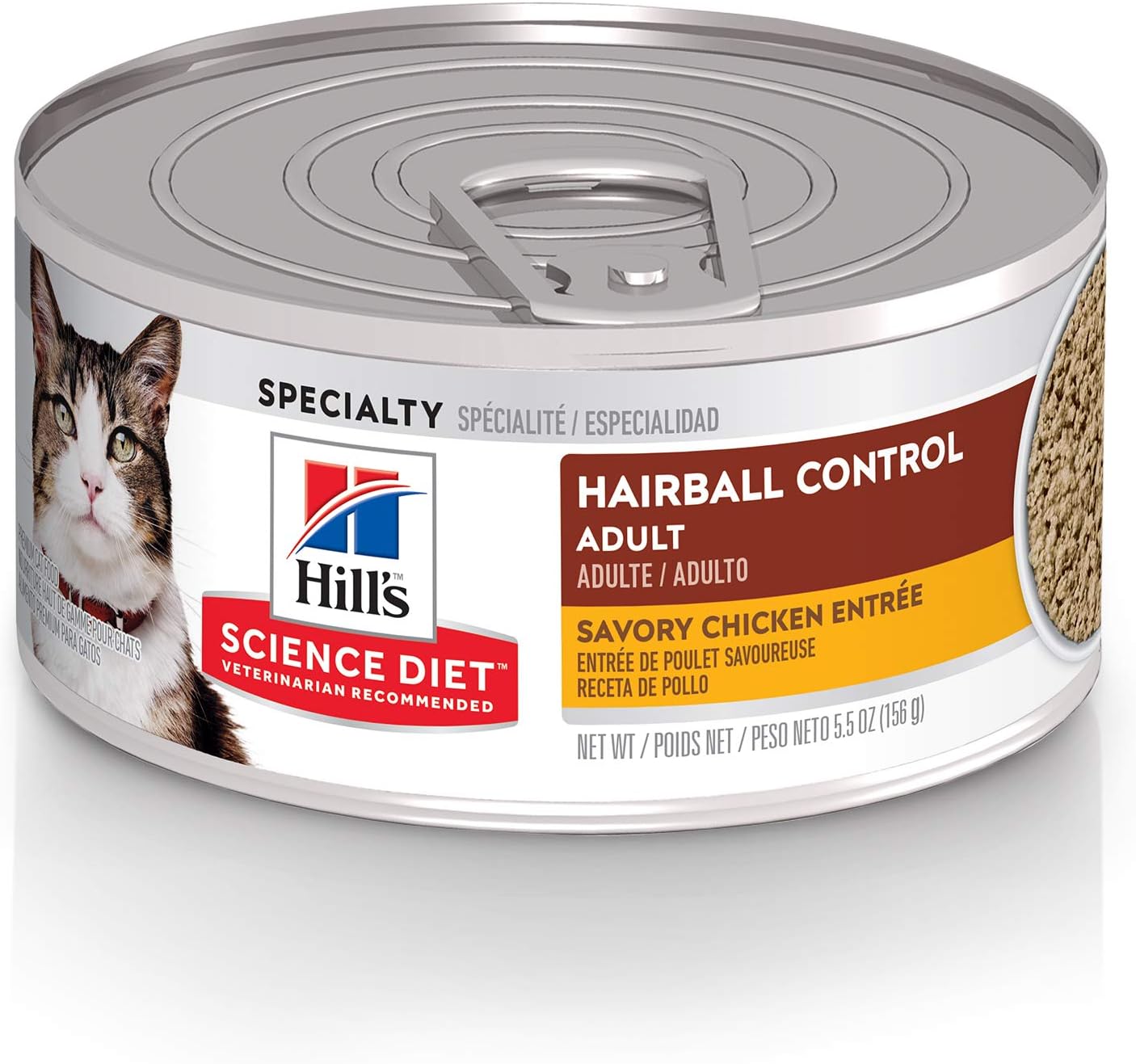 Hill'S Science Diet Hairball Control, Adult 1-6, Hairball Control Support, Wet Cat Food, Chicken Minced, 5.5 Oz Can, Case Of 24
