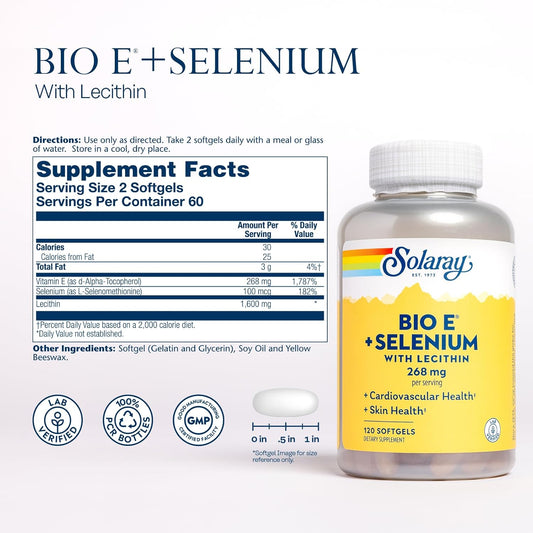 Solaray Bio E With Selenium Supplement, 400Iu, 120 Count