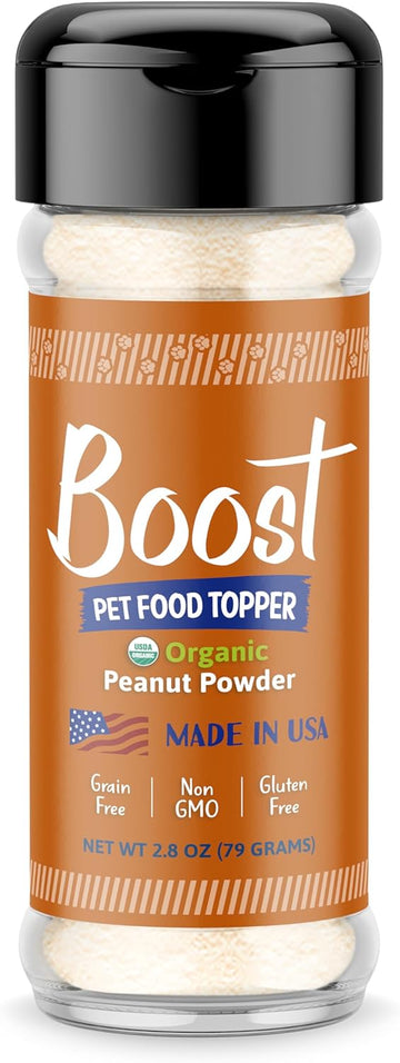 Raw Paws Boost Pet Food Topper Organic Peanut Powder, 2.8-Oz - Made In Usa - Dog Food Topper, Peanut Butter Dog Treats Meal Toppers For Dogs, Dog Flavor Food Toppers For Picky Dogs, Dog Food Sprinkles