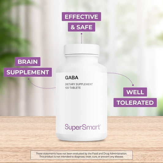 Supersmart - Gaba 750Mg Per Day (High Strength) - Gamma-Amino Butyric Acid Gaba Supplement | Non-Gmo & Gluten Free - 100 Tablets