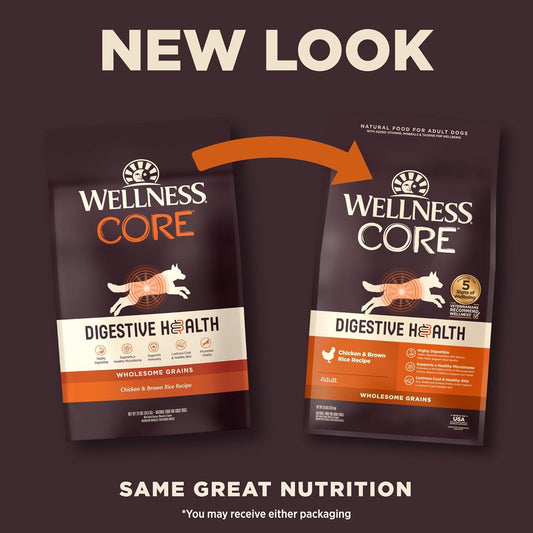 Wellness Core Digestive Health Dry Dog Food With Wholesome Grains, Highly Digestible, For Dogs With Sensitive Stomachs, Made In Usa With Real Chicken (Adult, 24-Pound Bag)