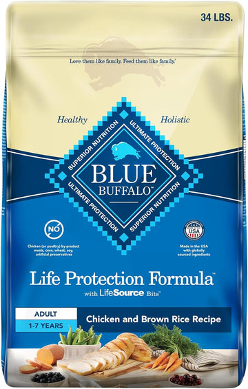 Blue Buffalo Life Protection Formula Adult Dry Dog Food, Helps Build And Maintain Strong Muscles, Made With Natural Ingredients, Chicken & Brown Rice Recipe, 34-Lb. Bag