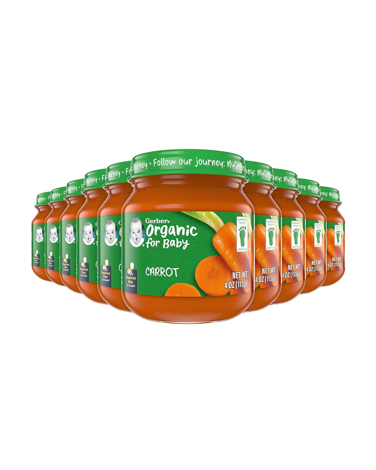 Gerber 1st Foods Organic for Baby Baby Food, Carrot, 4 oz Jar (10 Pack)