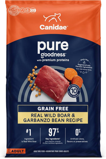 Canidae Pure Grain Free Adult Dry Dog Food, Real Wild Boar & Garbanzo Bean, 22 Lbs