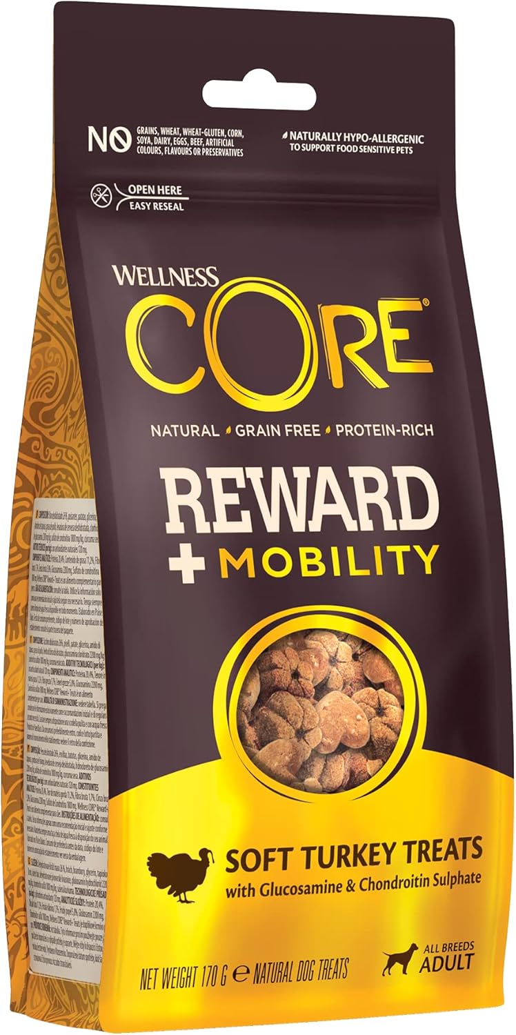 Wellness CORE Reward+ Treats Turkey, Supports Your Dog''s Mobility, Soft Grain Free Dog Treats, 170g?10534