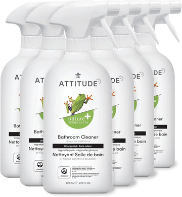 Attitude Bathroom Cleaner, Ewg Verified, Plant- And Mineral-Based, Vegan Household Products, Unscented, 27.1 Fl Oz (Pack Of 6)