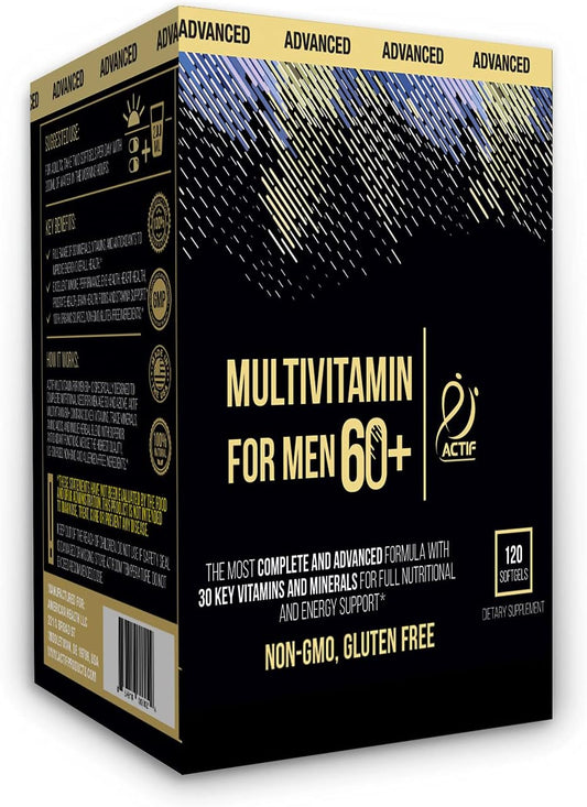 Actif Multivitamin For Men Age 60+ With 30 Organic Vitamins And Organic Herbs, Non-Gmo, Made In Usa, 120 Count