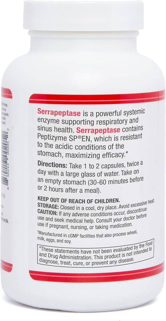 Ast Enzymes Serrapeptase 80,000 Spu – 120 Vegetarian Capsules - Premium Natural Systemic Enzymes – Acid-Resistant Serrapeptase