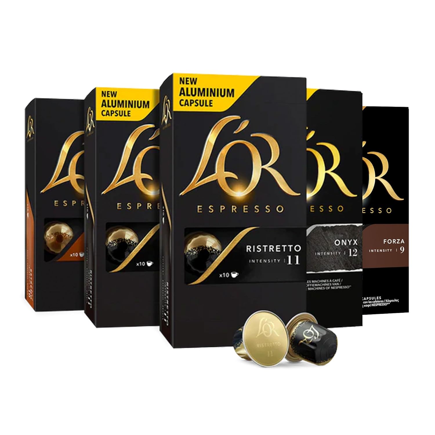 L'Or Espresso Capsules, 50 Count Intense Variety Pack, Single-Serve Aluminum Coffee Capsules Compatible With The L'Or Barista System & *Nespresso Original Machines
