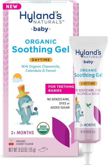 Hyland'S Baby Organic Day Oral Soothing Gel, With Chamomile, Calendula, And Fennel, Cooling Gel For Oral Discomfort, Easy-To-Apply, Ages 2 Months And Up, 0.53 Ounce