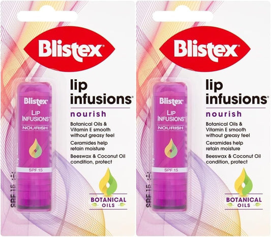 Blistex Lip Infusions Restore Lip Balm 2 Pack; Helps Soothe Dry And Chapped Lips; Coconut Oil And Natural Beeswax Infused Lip Care; Pack Of 2, Orange (Nourish 2 Pack)