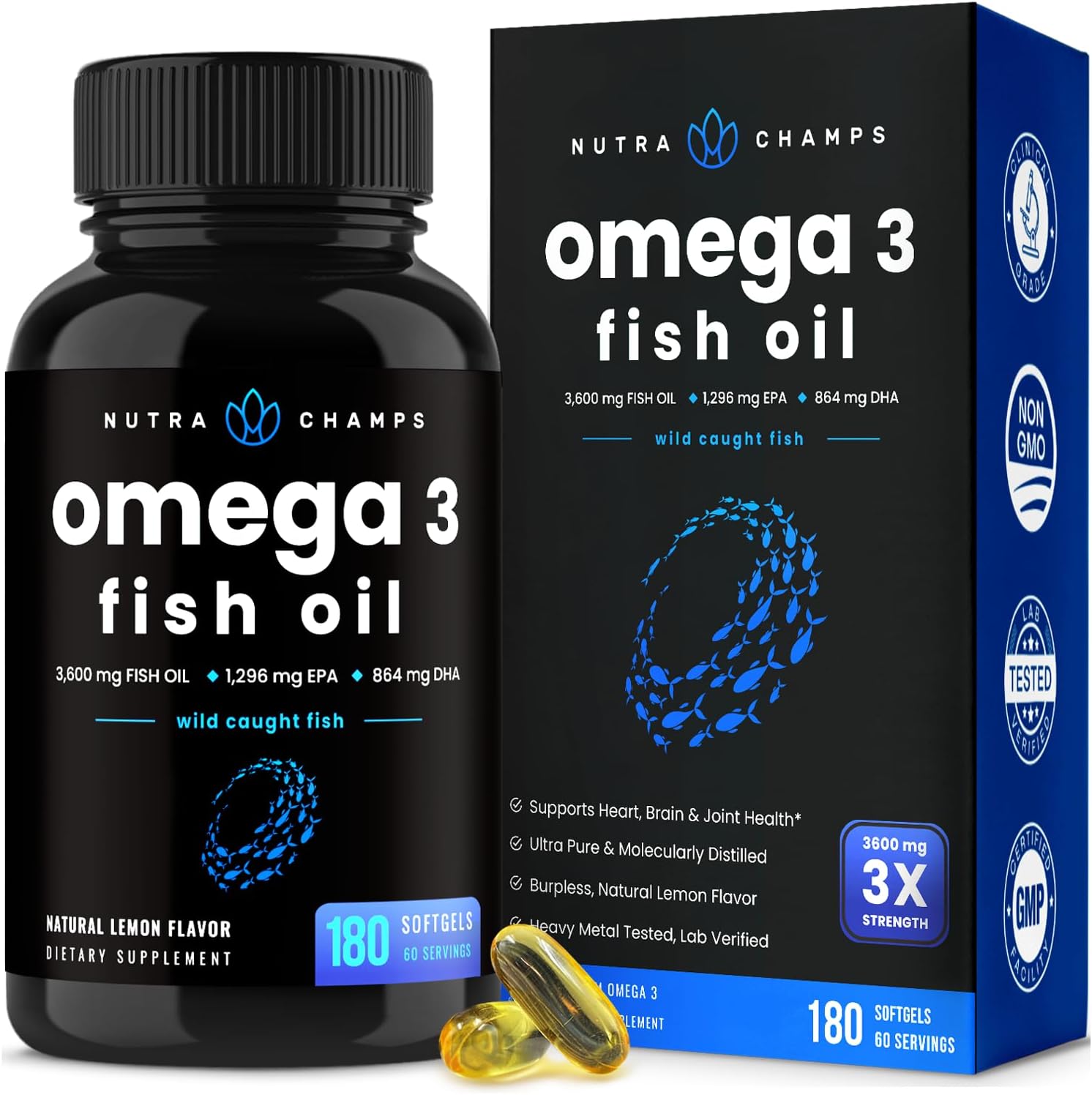 Omega 3 Fish Oil Supplements 3600mg with EPA & DHA | High Potency Omeg