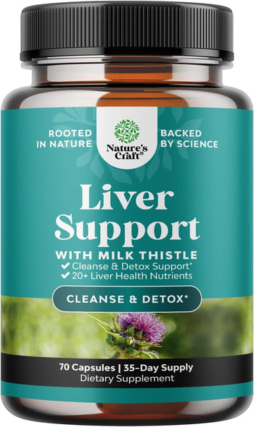 Natures Craft Liver Cleanse Detox & Repair Formula - Herbal Liver Support Supplement with Milk Thistle Dandelion & Artichoke Extract for Liver Health 70 Capsules