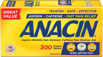 Anacin Fast Pain Relief, Aspirin + Caffeine Pain Reliever, 300 coated