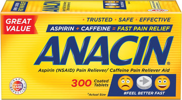 Anacin Fast Pain Relief, Aspirin + Caffeine Pain Reliever, 300 Coated Tablets