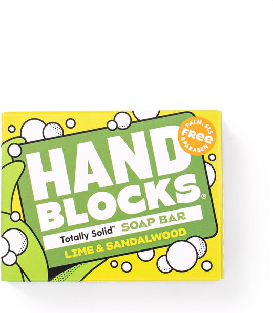 Hand Blocks: Lime & Sandalwood - Cold Processed Natural Soap Bars - Plastic, Palm, Sls, Sles & Paraben Free