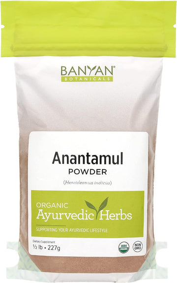 Banyan Botanicals Anantamul Powder - Certified Organic, 1/2  - Hemidesmus indicus - A Pitta-Balancing herb That Supports Proper Function of The genitourinary System and Promotes Healthy Skin