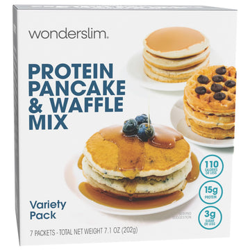 Wonderslim Protein Pancake & Waffle Mix, Variety Pack, Low Sugar & Low Calorie (7Ct)