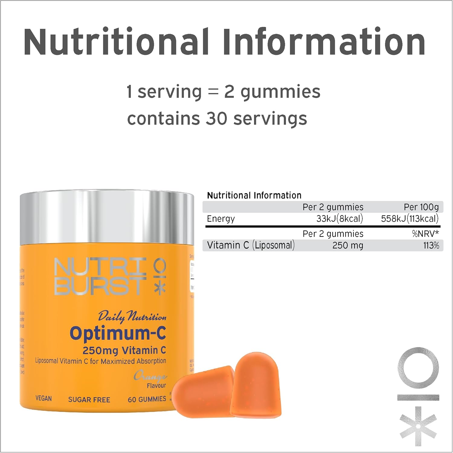 Nutriburst Optimum C - Liposomal Vitamin C (250mg) - Energy & Immune System Support - Orange Flavour - 60 Gummies 1 Month Supply - Suitable for Vegans : Amazon.co.uk: Health & Personal Care