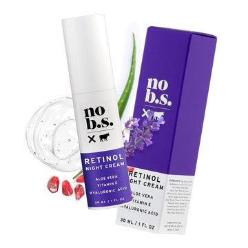 No B.S. (No Bad Stuff) Retinol Cream For Face With Hyaluronic Acid & Vitamin E, Retinol, Wrinkle Cream & Spot Corrector, Vegan, Cruelty Free & Gluten Free Night Cream, Travel Size, 1 Fl Oz