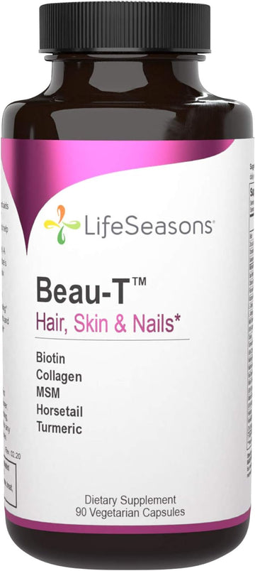 Beau-T - Hair, Nail & Skincare Supplement - Biotin Collagen Horsetail MSM & Turmeric - Promotes Healthy Hair and Nail Growth - Supports Clear Skin & Fights Acne - Nail Strengthener - 90 Capsules