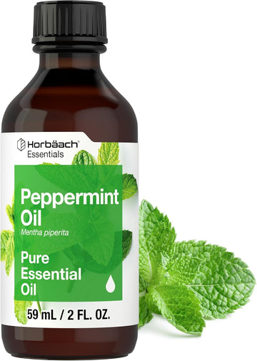 Horbäach Peppermint Oil | 2 Fl Oz | Pure Essential Spray | For Massage, Bath & Diffusers | Non-Gmo, Gluten Free