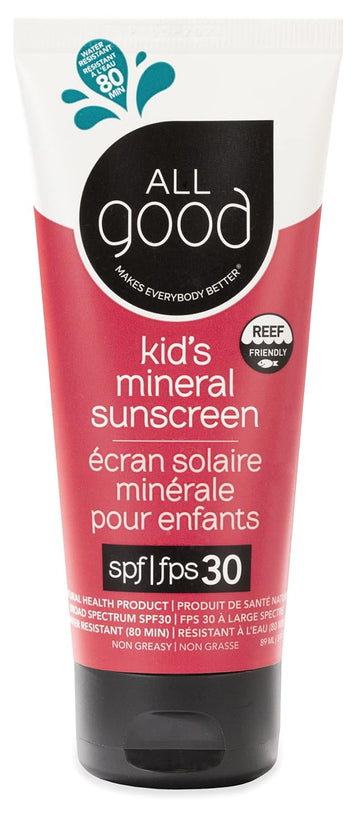 All Good Baby & Kids Sunscreen Lotion For Face & Body - Uva/Uvb Broad Spectrum, Spf 30, Zinc Oxide, Coral Reef Friendly, Water Resistant - Zinc, Shea Butter, Coconut Oil, Aloe (3 Oz)