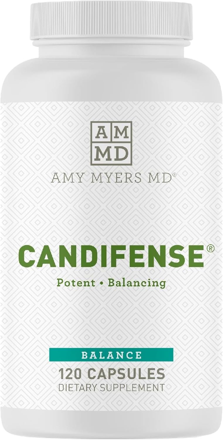 Amy Myers Md Candifense Candida Cleanse - Anti Overgrowth And Yeast Supplement - Herb Free Plant Based Enzymes - Supports Digestion & Gut Health - Amylase, Cellulase, Xylanase, Invertase - 120 Caps