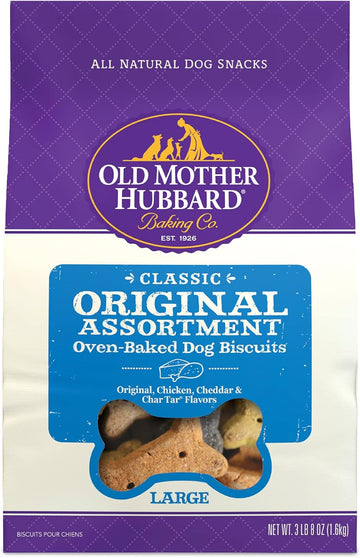 Old Mother Hubbard By Wellness Classic Original Mix Natural Dog Treats, Crunchy Oven-Baked Biscuits, Ideal For Training, Large Size, 3.5 Pound Bag