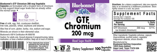 Bluebonnet Nutrition Gtf Chromium 200 Mcg, 100 Count