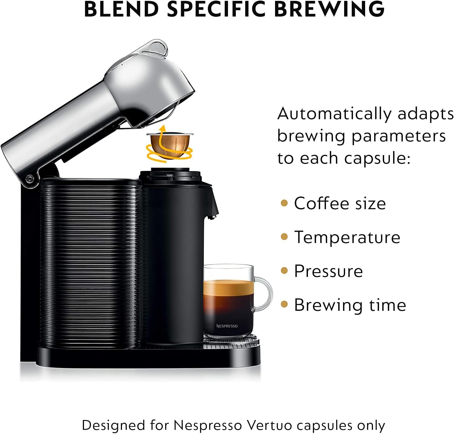 Nespresso Vertuo Coffee and Espresso Machine by Breville,5 Cups, Chrome: Home & Kitchen