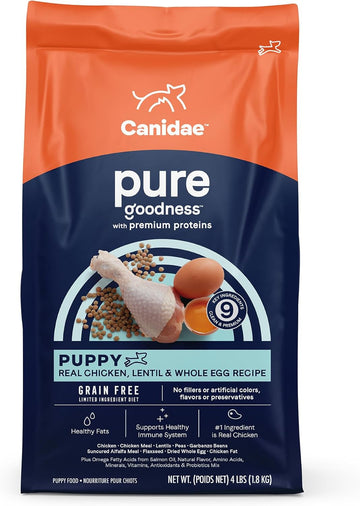 Canidae Pure Grain Free Dry Puppy Food, Real Chicken, Lentil & Whole Egg, 4 Lbs