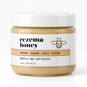 Eczema Honey Brown Sugar Face & Body Scrub - Bath Scrub For Dry Skin - Natural & Gentle Face Scrub Soothes Eczema - Body Care Products For Women & Men - Sensitive Skin Exfoliating Body Scrub (6 Oz)