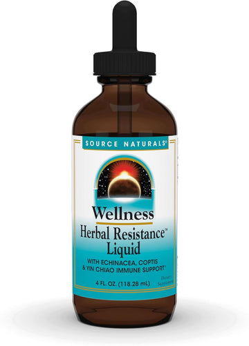 Source Naturals Wellness Herbal Resistance Liquid Immune Defense Supplement & Immunity Booster with Echinacea, Elderberry & Yin Chiao - 4 OZ