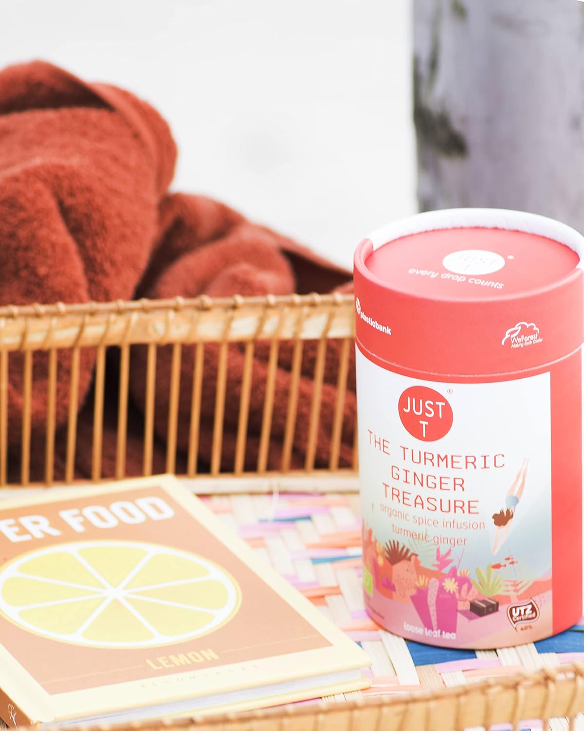 Just T Rhubarb Hygge Loose Leaf Tea (80G) | Organic Black Tea – Mixed With Rhubarb And Vanilla | Premium Organic Loose Tea | 436216