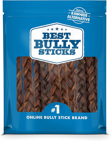 Best Bully Sticks All Natural Dog Chews - 5 Inch Braided Beef Collagen Sticks - Usa Baked & Packed - Highly Digestible, Limited Ingredient, Rawhide Alternative Dog Chew - 10 Pack