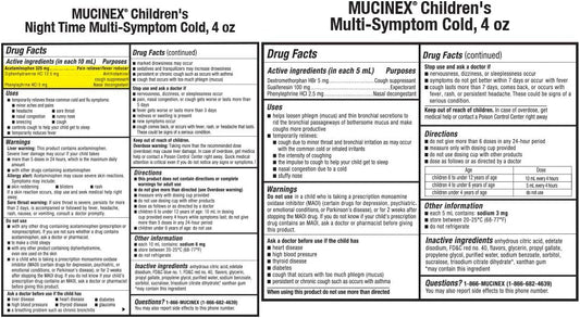 Mucinex Children?S Day Time Multi- Symptom Cold And Night Time Multi-Symptom Cold, Multi-Symptom Relief, Bundle Value Pack, Very Berry Flavor, 2 X 4 Fl Oz (Pack Of 1)