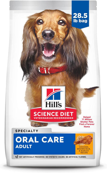 Hill'S Science Diet Oral Care, Adult 1-6, Plaque & Tartar Buildup Support, Dry Dog Food, Chicken, Rice, & Barley, 28.5 Lb Bag