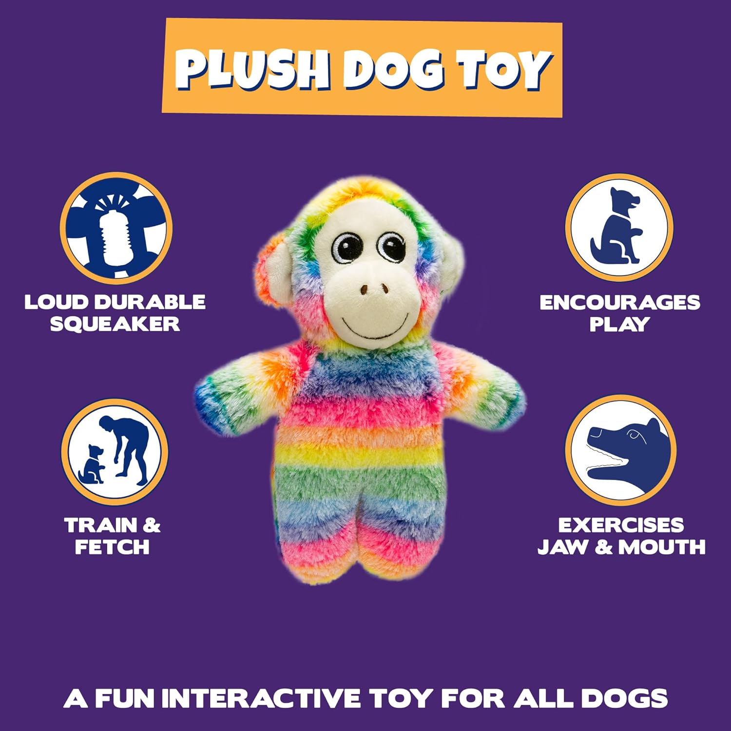 Pet Supplies : Pet Factory Logical Pet Rainbow Squeaky Plush Dog Toy, Randomly Selected - Bear OR Monkey, One Size : Amazon.com