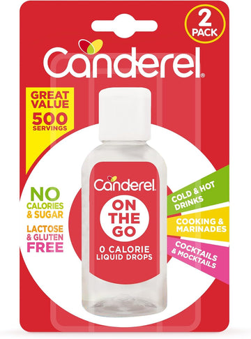 Canderel On The Go Liquid Sweetener 6 X 55Ml Pack - Zero Sugar And Zero Calories Sugar Alternative - 500 Servings