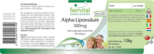 Fairvital | Alpha-lipoic acid 300mg, without magnesium stearate, 90 softgels