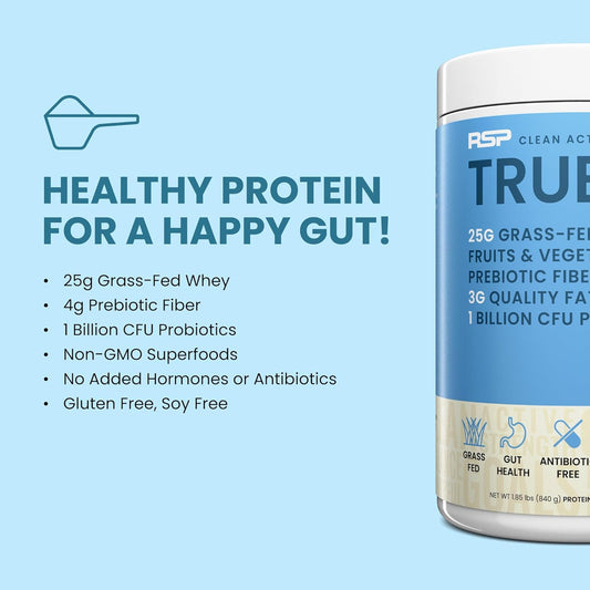 Truefit Meal Replacement Shake Protein Powder, Grass Fed Whey + Organic Fruits & Veggies, Keto, Fiber & Probiotics, Non-Gmo, Gluten Free