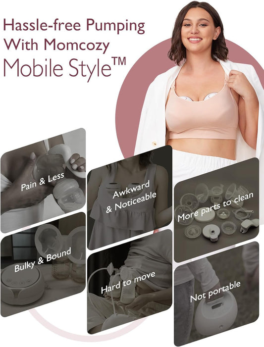 Momcozy Breast Pump Hands Free Mobile Style | M6, Wearable Breastfeeding Pump Ideal Rhythm For More Milk, Doublefit Flange More Fit & Discreet With 3 Modes & 9 Levels, 24Mm - 2 Pack Cozy Red