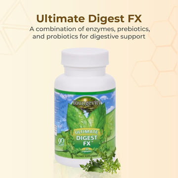Youngevity Ultimate Digest Fx™ - Ultra Prebiotic, Probiotic, & Enzyme - Plant Enzyme Blend - Fos Blend - Sea Minerals - 15 Billion Lactobacillus Blend - Digestion Aid - 90 Capsules