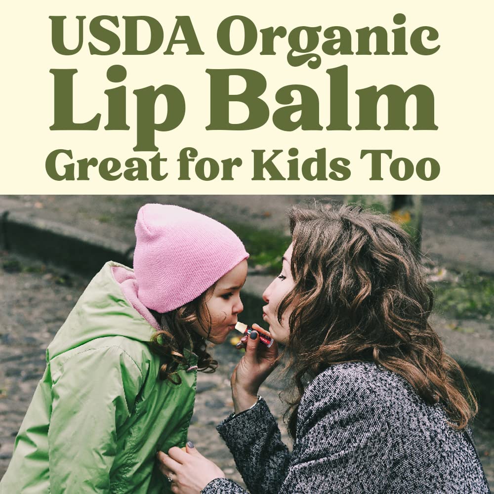 USDA Organic Lip Balm 4-Pack by Earth's Daughter - Eucalyptus Mint Flavor, Beeswax, Coconut Oil, Vitamin E - Best Lip Repair Chapstick for Dry Cracked Lips. : Beauty & Personal Care