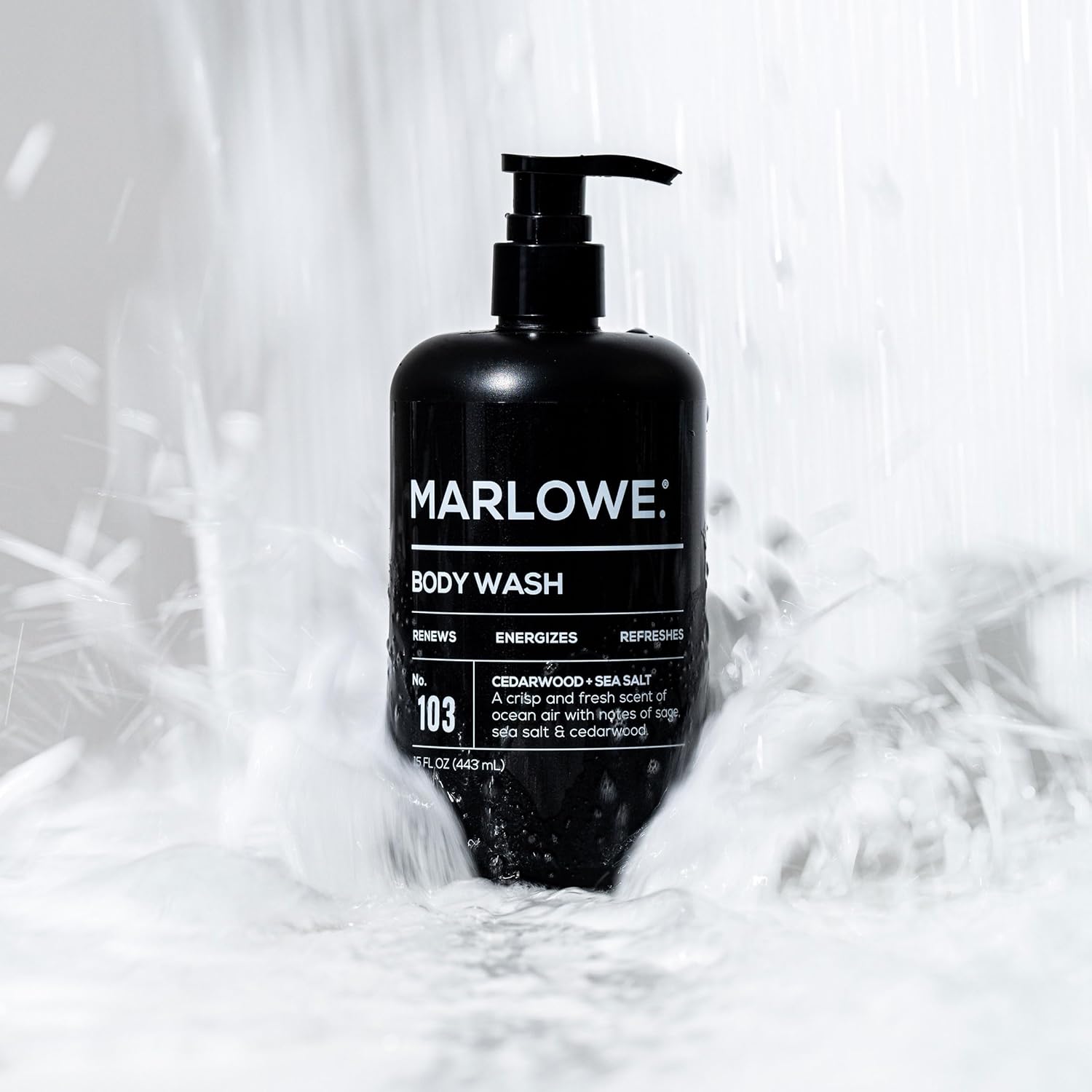 Marlowe. No. 103 Body Wash 16 Oz Pump, Original, Energizing & Refreshing Shower Gel With Willow Bark & Green Tea Extracts, Cleanses, Moisturizes, Smooths & Nourishes, Fresh Pine & Agarwood Scent