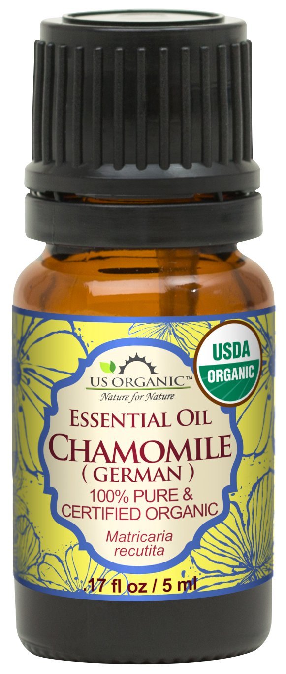 US Organic 100% Pure Chamomile (German) Essential Oil - USDA Certified Organic, Steam Distilled - W/Euro Dropper (More Size Variations Available) (5 ml / 1/6 fl oz)