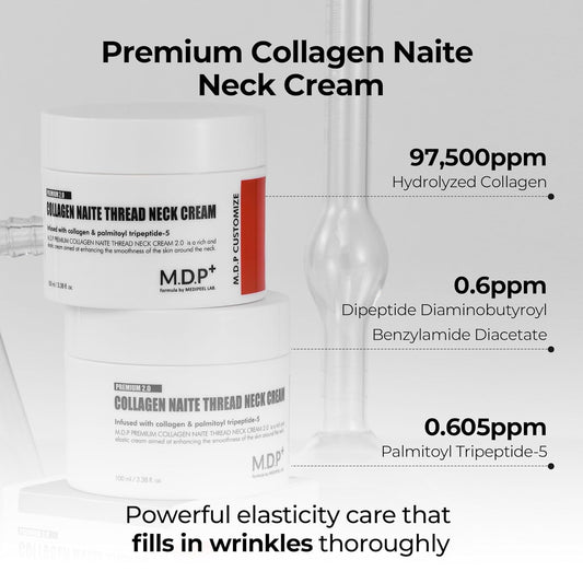 Mdp Premium Collagen Naite Thread Neck Cream 2.0, Skin Tightening, Firming, 3.38Oz/100Ml, Anti-Aging, Moisturizer Face Cream, Neck & Décolleté Wrinkles, Soft Smooth Skin