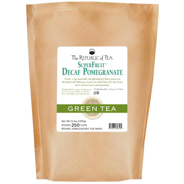 The Republic Of Tea Decaf Organic Pomegranate Green Superfruit Tea Bags, 250 Tea Bag Bulk