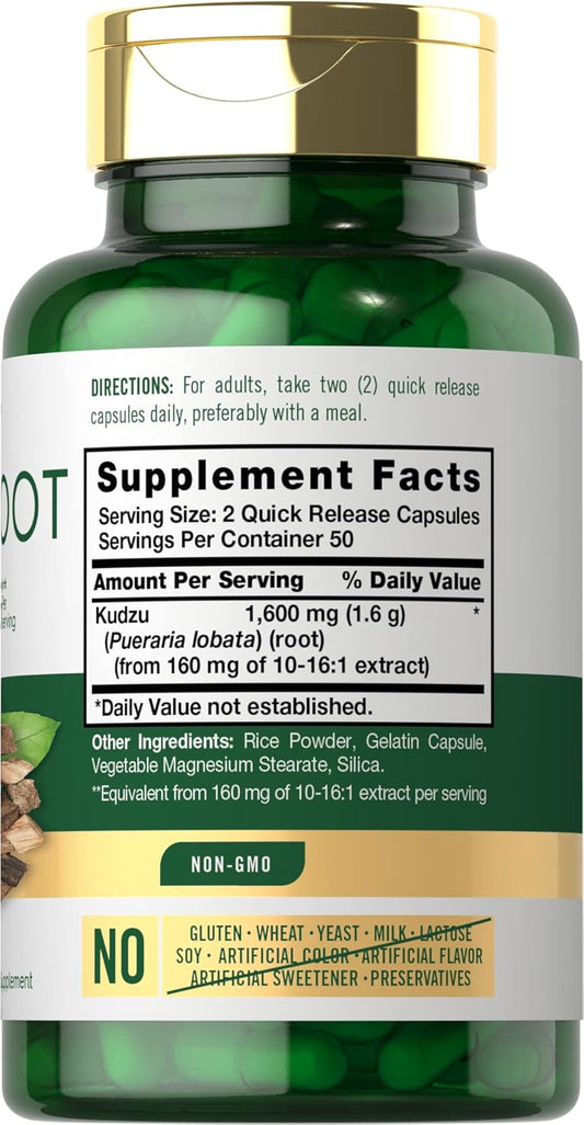 Carlyle Kudzu Root | 100 Extract Capsules | Non-Gmo And Gluten Free Formula | Traditional Herbal Supplement